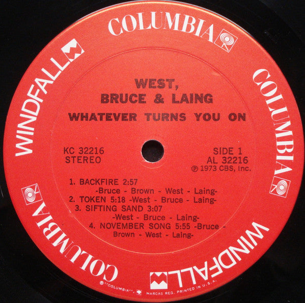 West, Bruce & Laing : Whatever Turns You On (LP, Album, Pit)