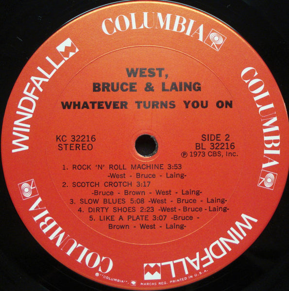 West, Bruce & Laing : Whatever Turns You On (LP, Album, Pit)