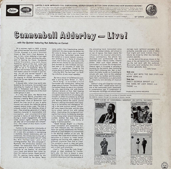 Cannonball Adderley : Cannonball Adderley - Live! (LP, Album)