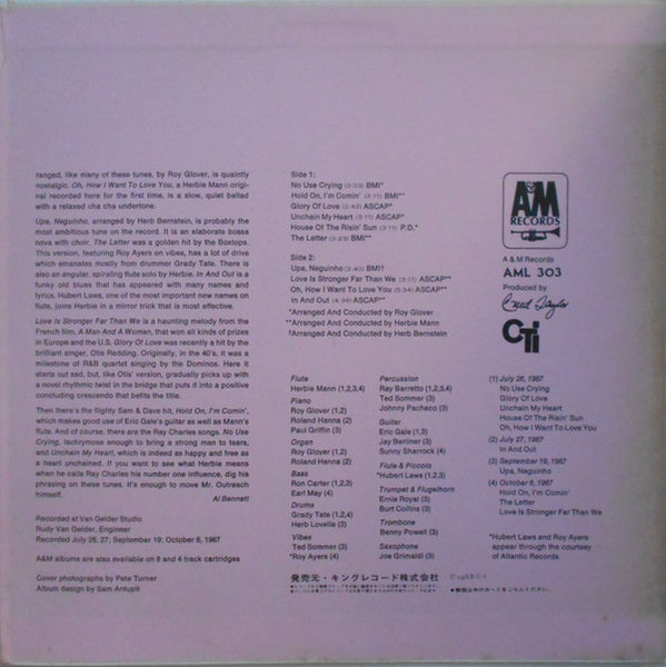 Herbie Mann : Glory Of Love (LP, Album, Gat)