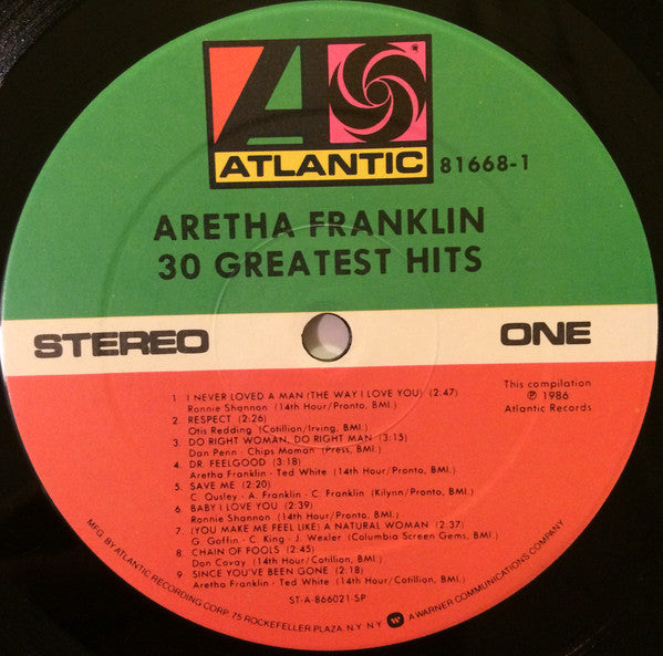 Aretha Franklin : 30 Greatest Hits (2xLP, Comp, Spe)