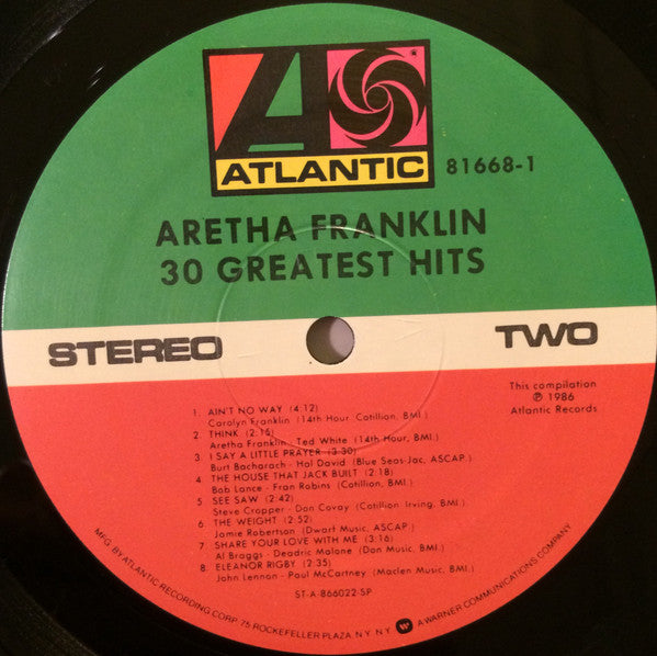 Aretha Franklin : 30 Greatest Hits (2xLP, Comp, Spe)