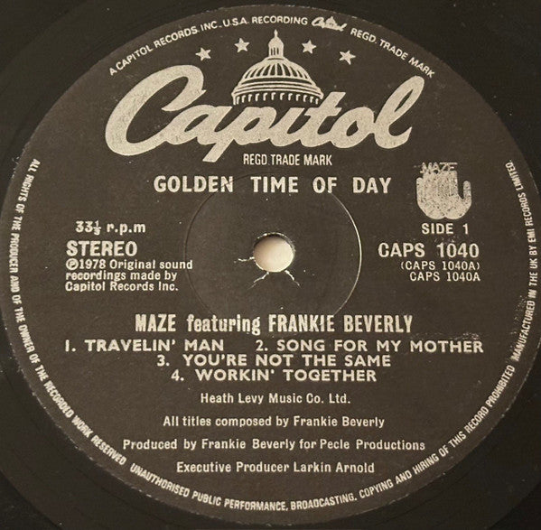 Maze Featuring Frankie Beverly : Golden Time Of Day (LP, Album, RE)