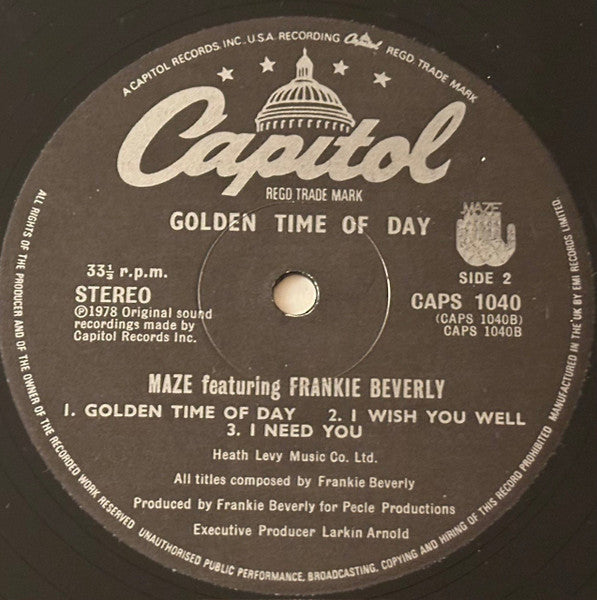 Maze Featuring Frankie Beverly : Golden Time Of Day (LP, Album, RE)