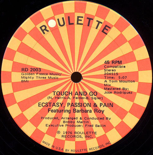 Ecstasy, Passion & Pain Featuring Barbara Roy / Whirlwind : Touch And Go / Full Time Thing (Between Dusk And Dawn) (12")