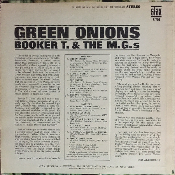 Booker T. & The M.G.s* : Green Onions (LP, Album, RE)