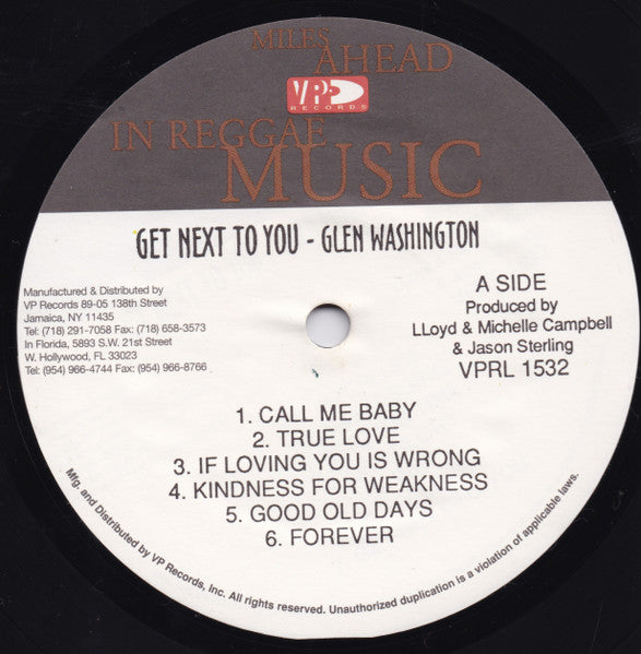 Glen Washington : Get Next To Me (LP, Album)