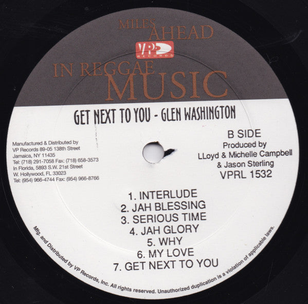 Glen Washington : Get Next To Me (LP, Album)