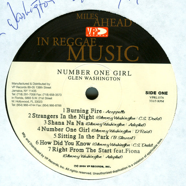 Glen Washington : Number One Girl (LP, Album)