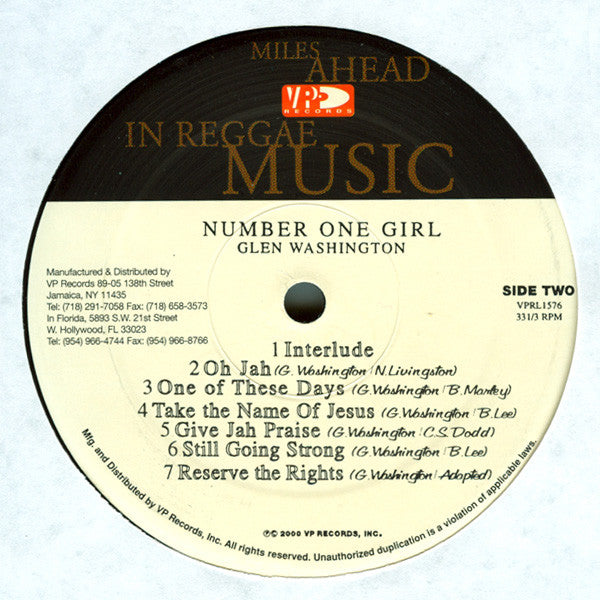 Glen Washington : Number One Girl (LP, Album)