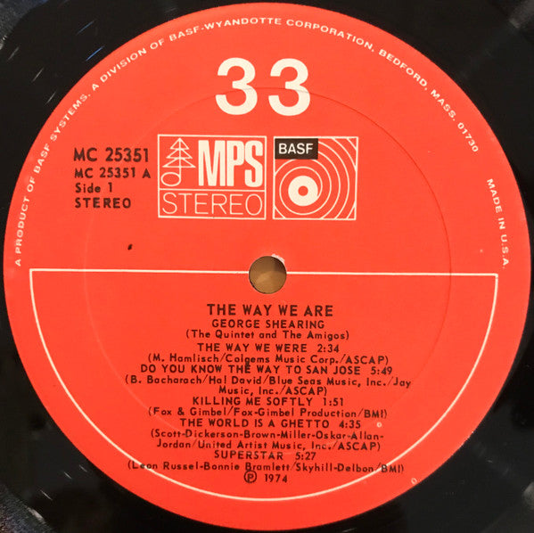 George Shearing : The Way We Are (LP, Album, PRC)