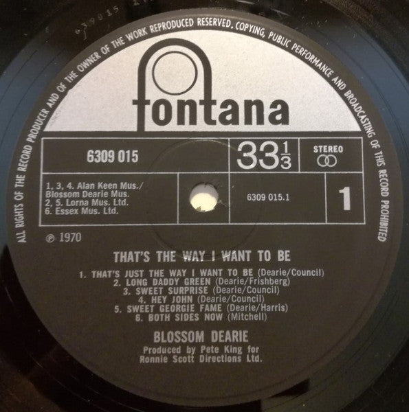Blossom Dearie : That's Just The Way I Want To Be (LP, Album)
