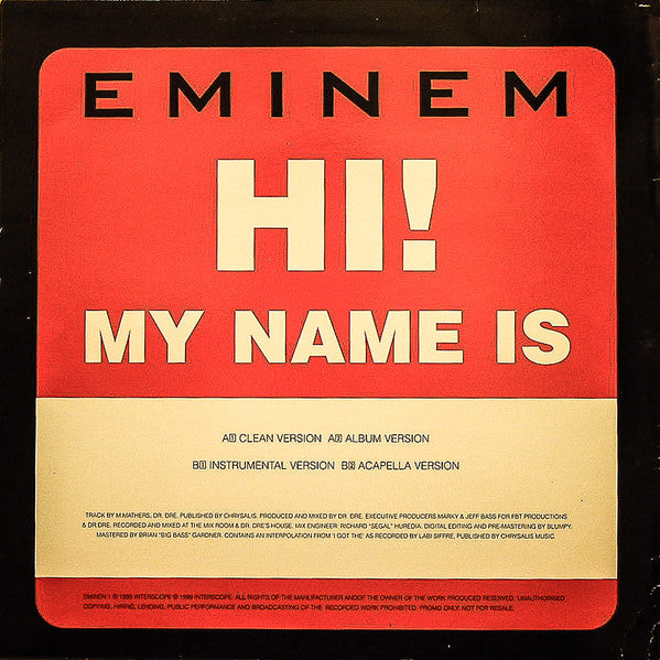 Eminem : My Name Is (12", Promo)