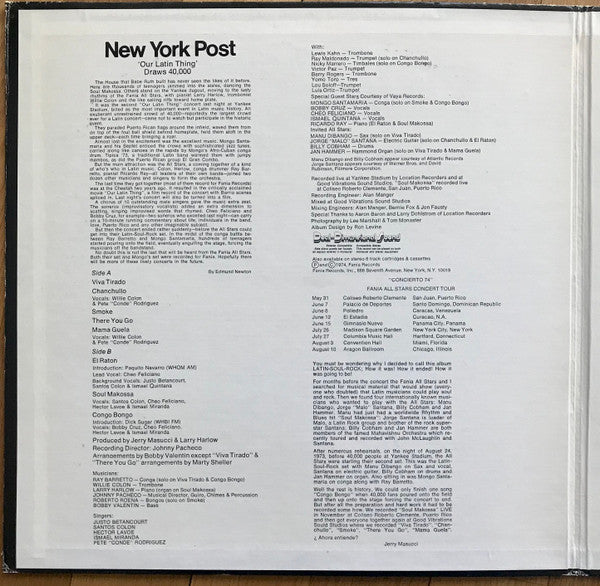 Fania All Stars : Latin-Soul-Rock (LP, Album, RE, Gat)