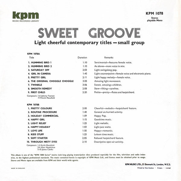 Various : Sweet Groove (LP)