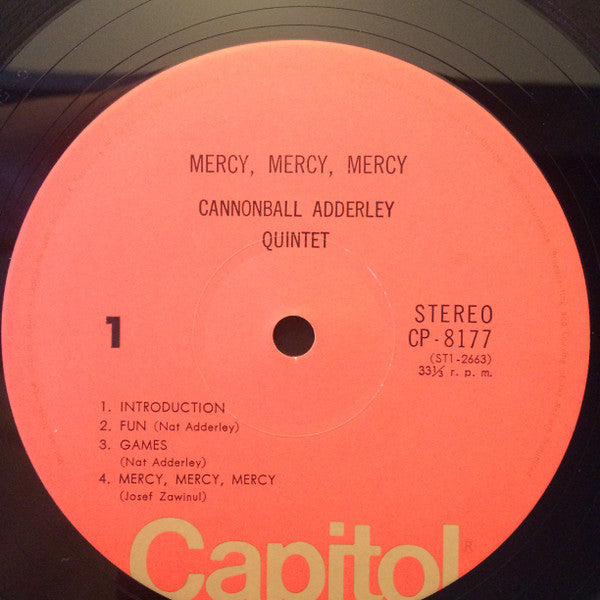 The Cannonball Adderley Quintet : Mercy, Mercy, Mercy! - Live At "The Club" (LP, Album, RE, Red)