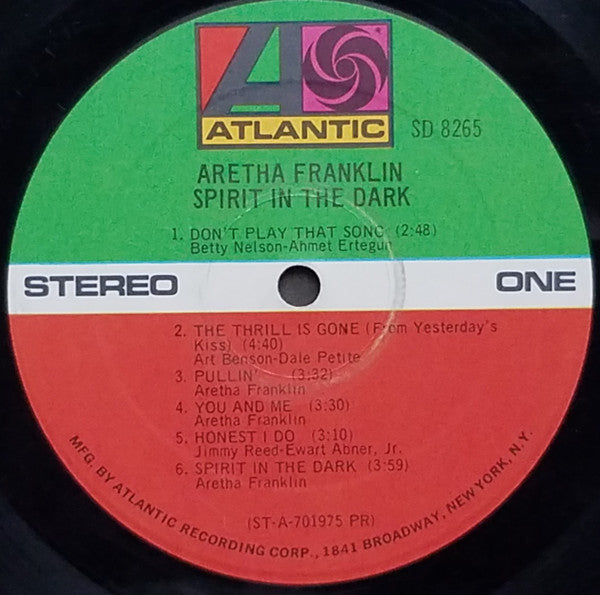 Aretha Franklin : Spirit In The Dark (LP, Album, PR)