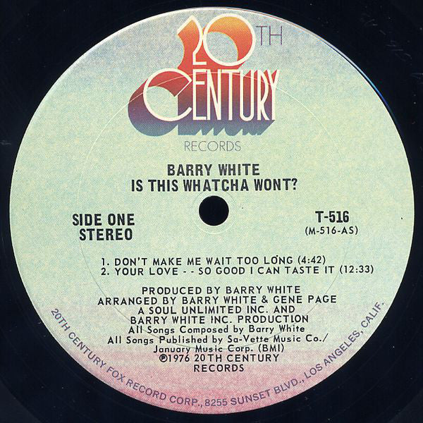 Barry White : Is This Whatcha Wont? (LP, Album, San)