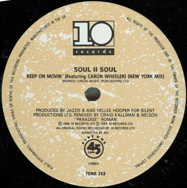 Soul II Soul Featuring Caron Wheeler : Keep On Movin Remix (12")