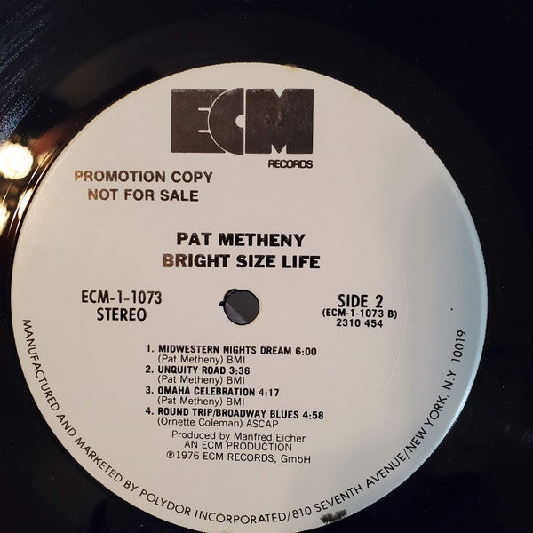 Pat Metheny : Bright Size Life (LP, Album, Promo)