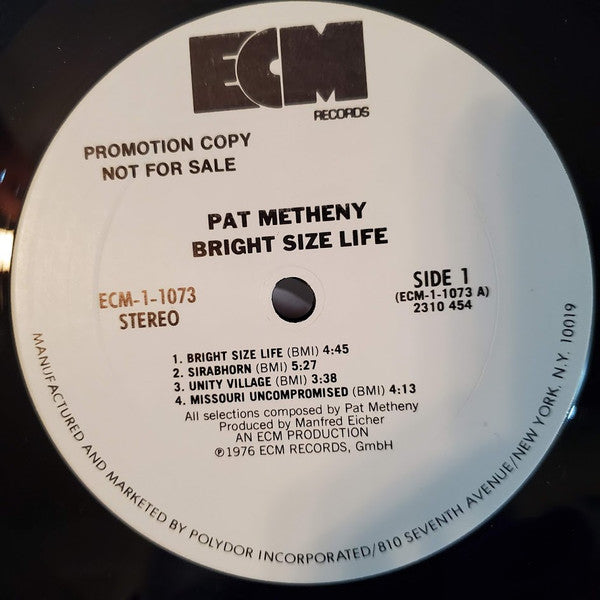 Pat Metheny : Bright Size Life (LP, Album, Promo)