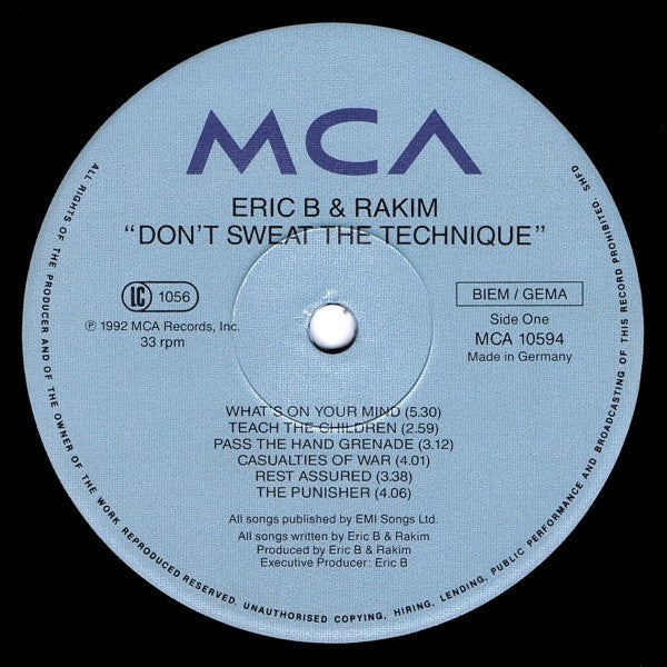 Eric B. & Rakim : Don't Sweat The Technique (LP, Album)