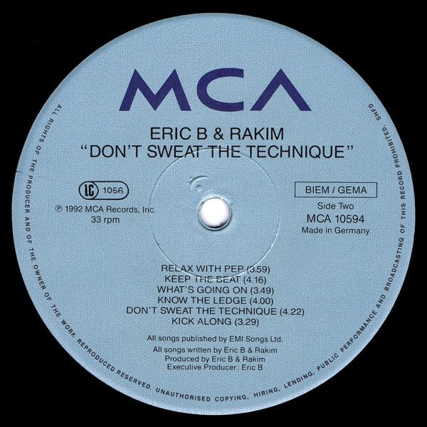 Eric B. & Rakim : Don't Sweat The Technique (LP, Album)