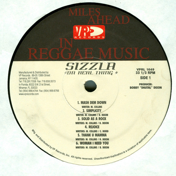 Sizzla : Da Real Thing (LP, Album)
