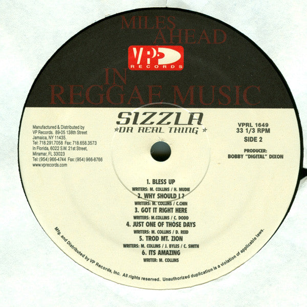 Sizzla : Da Real Thing (LP, Album)