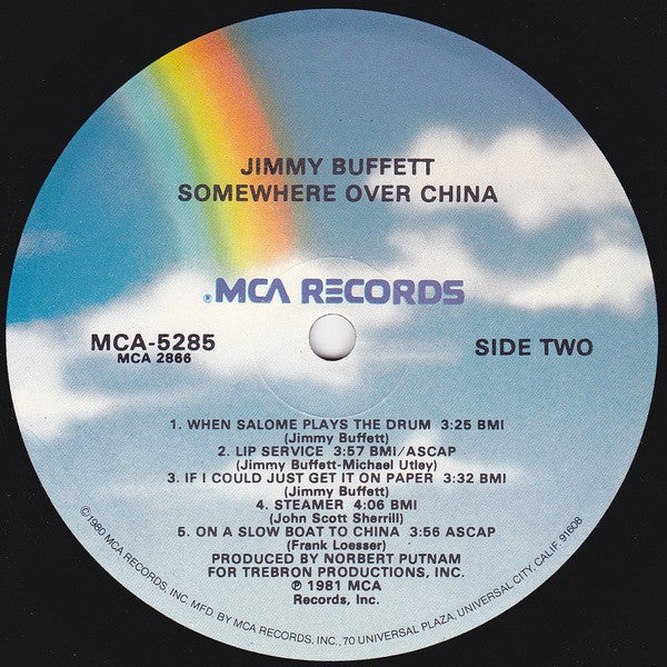 Jimmy Buffett : Somewhere Over China (LP, Album, Glo)