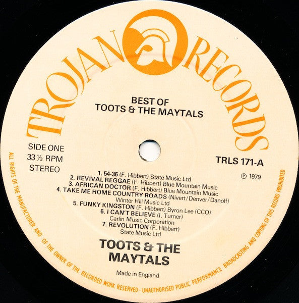 Toots & The Maytals : The Best Of Toots And The Maytals (LP, Comp, Ora)