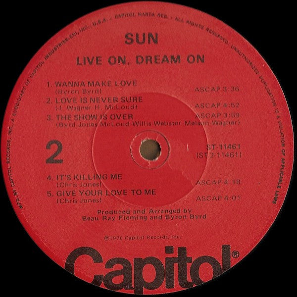 Sun (7) : Live On, Dream On (LP, Album, Los)