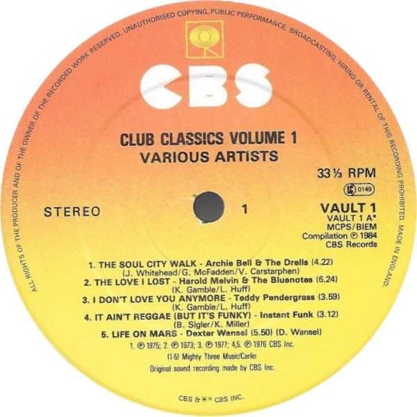Various : Club Classics Volume 1 (LP, Comp)