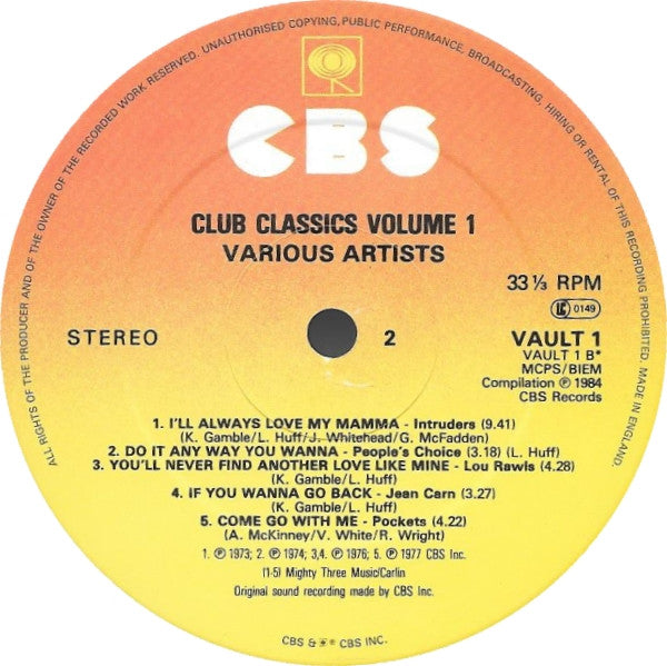 Various : Club Classics Volume 1 (LP, Comp)