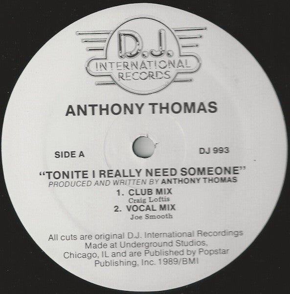 Anthony Thomas : Tonite I Really Need Someone (12")