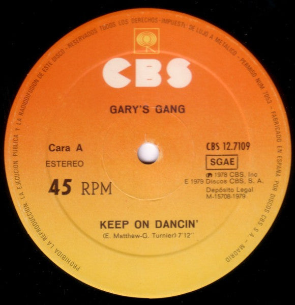 Gary's Gang : Keep On Dancin' (12")