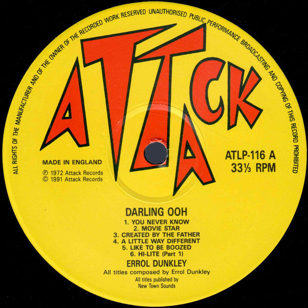 Errol Dunkley : Darling Ooh (LP, Album, RE)