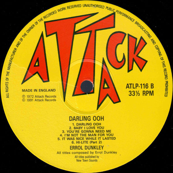 Errol Dunkley : Darling Ooh (LP, Album, RE)
