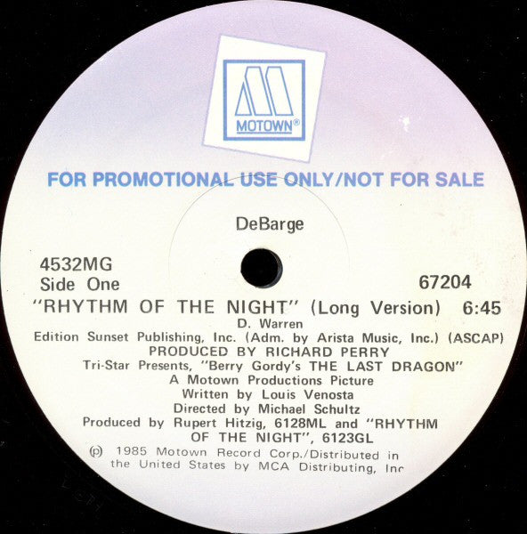 DeBarge : Rhythm Of The Night (12", Promo)