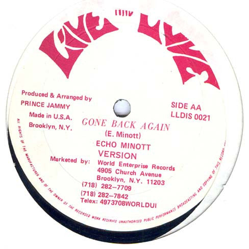 Echo Minott / Major Worries : Gone Back Again / Babylon Boops (12")