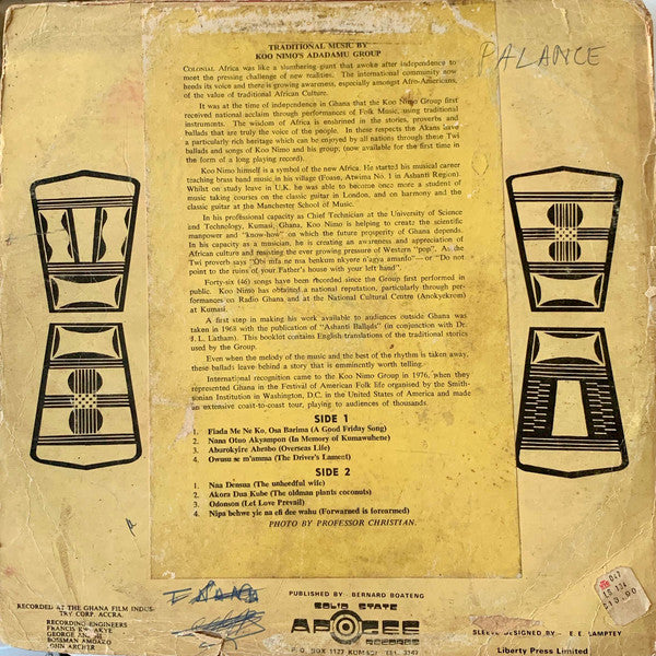 Koo Nimo & His Adada Mu Group* : Agya Koo Nimo (LP, Album)