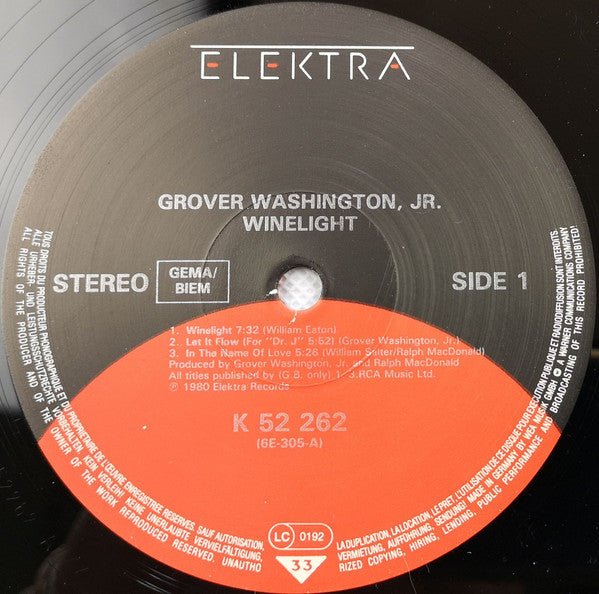 Grover Washington, Jr. : Winelight (LP, Album, RE)