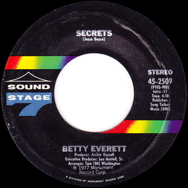 Betty Everett : Secrets / Prophecy (7")