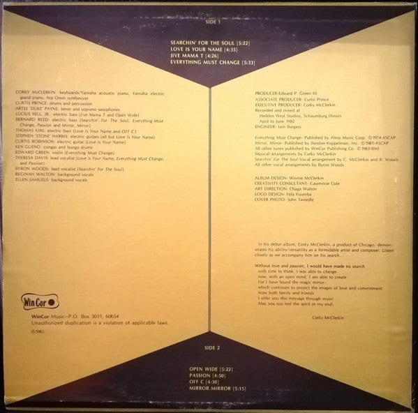 Corky McClerkin : Searchin' For The Soul (LP, Album)
