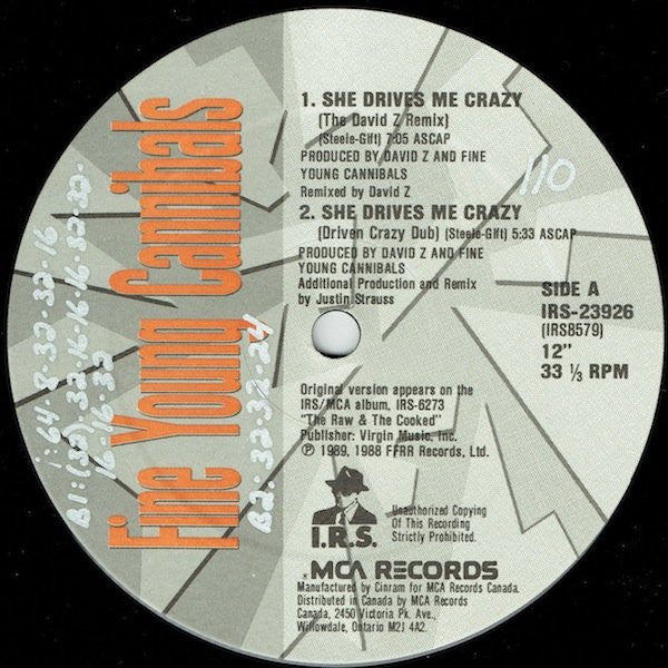 Fine Young Cannibals : She Drives Me Crazy (12", Single)