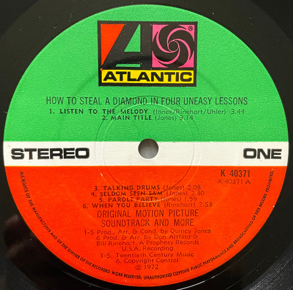 Quincy Jones : How To Steal A Diamond In Four Uneasy Lessons(Original Motion Picture Soundtrack And More) (LP, Album)