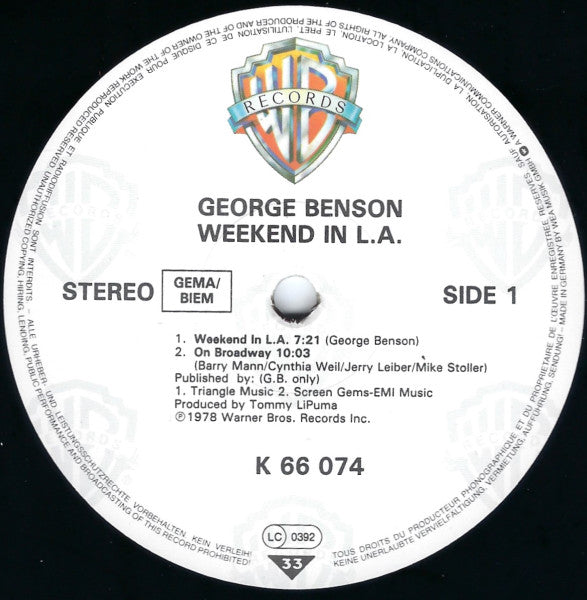 George Benson : Weekend In L.A. (2xLP, Album, RE, Gat)