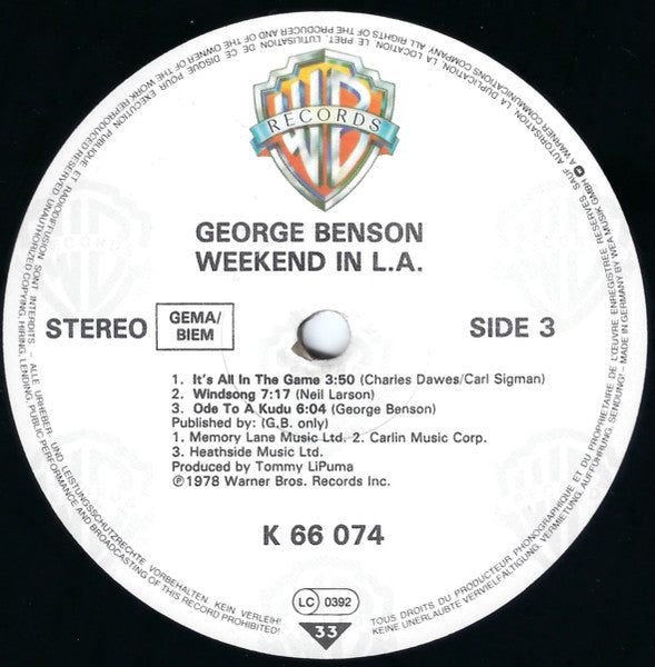 George Benson : Weekend In L.A. (2xLP, Album, RE, Gat)
