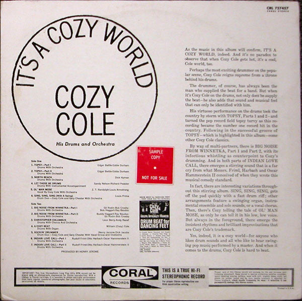 Cozy Cole : It's A Cozy World (LP, Comp)
