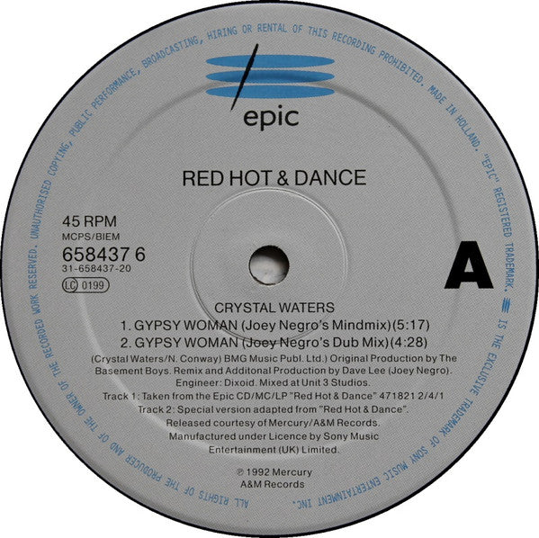 Crystal Waters / Sabrina Johnston : Gypsy Woman / Peace (12")